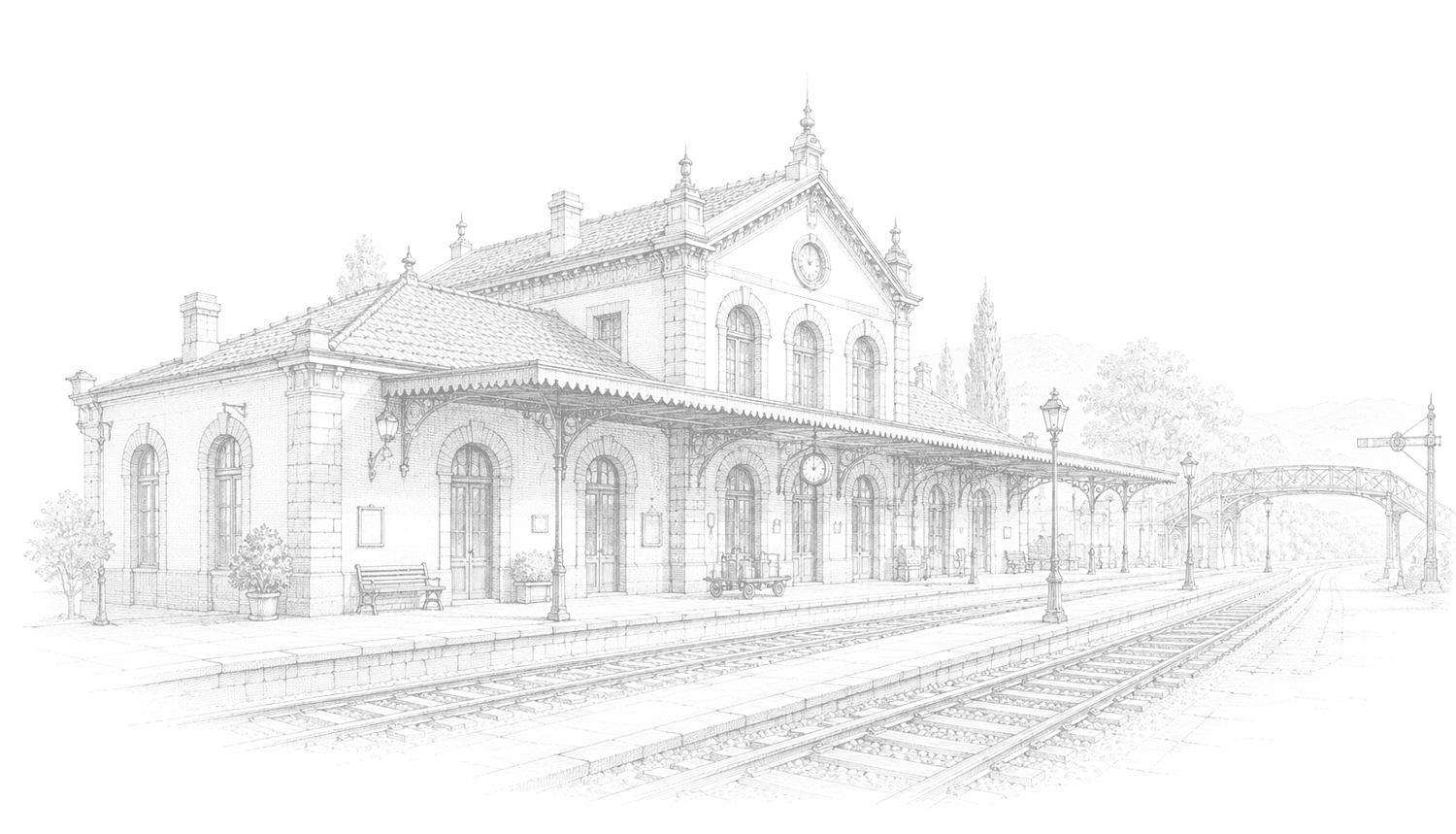 Estación de tren — ilustración Casa Galván